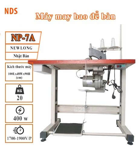 Máy may bao để bàn Newlong Nhật 7A 2 kim 2 chỉ