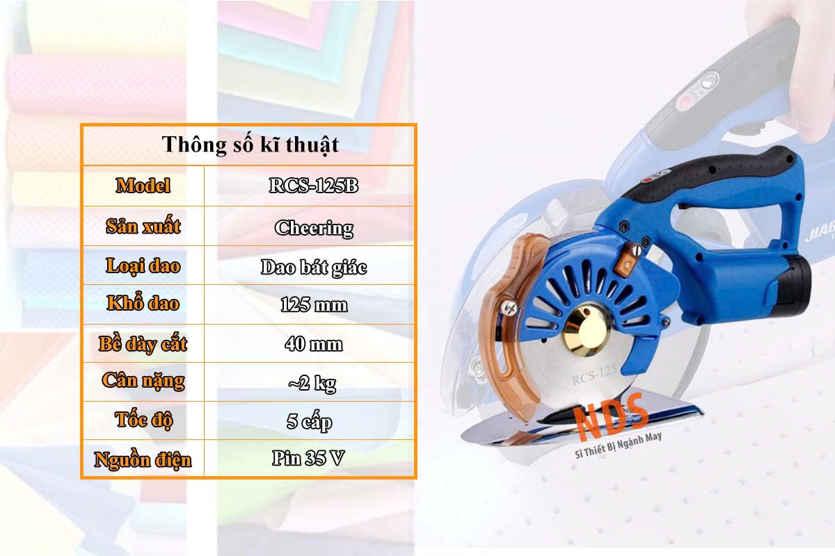 Máy cắt vải tay cầm chạy pin Cheering RCS-125B