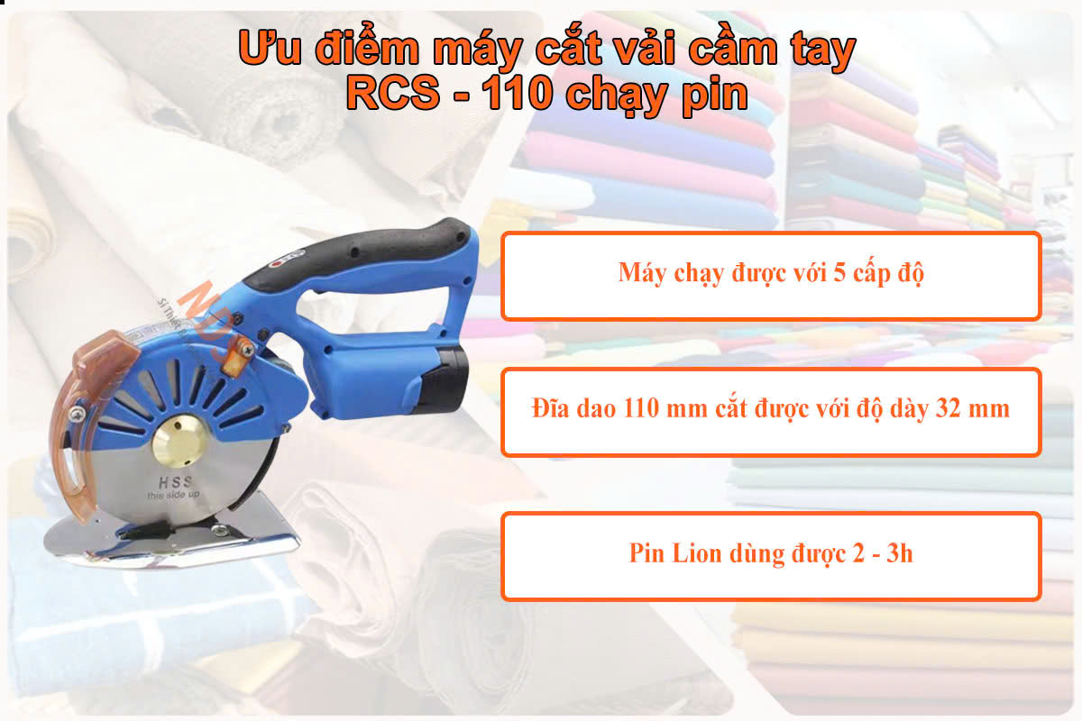 Máy cắt vải RCS-110 chạy pin