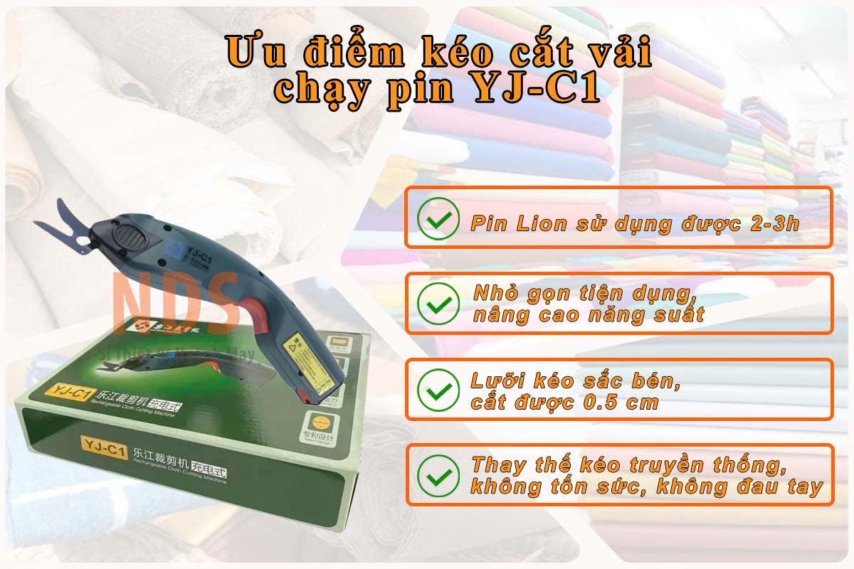 Kéo cắt vải chạy pin YJ-C1