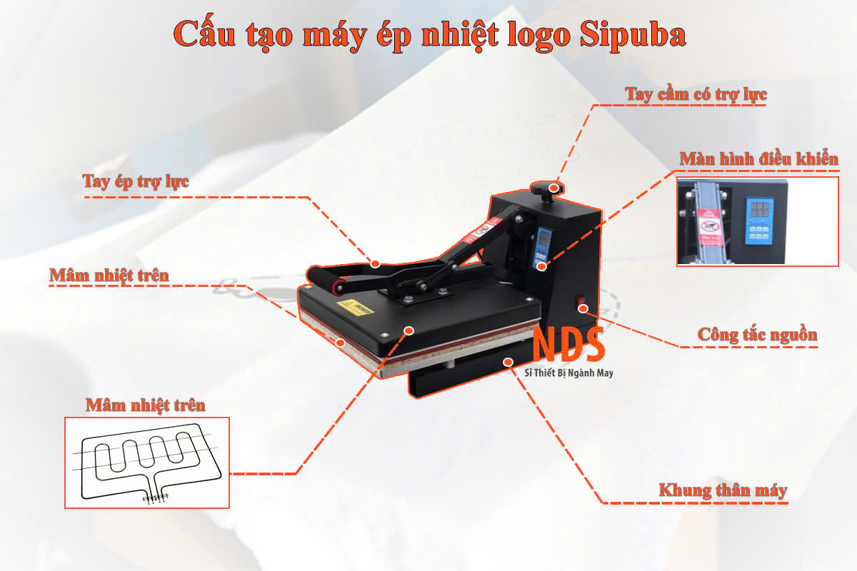 Máy ép nhiệt logo một bàn ép tay mâm nhiệt mâm ép 40x60 hiệu SIPUBA