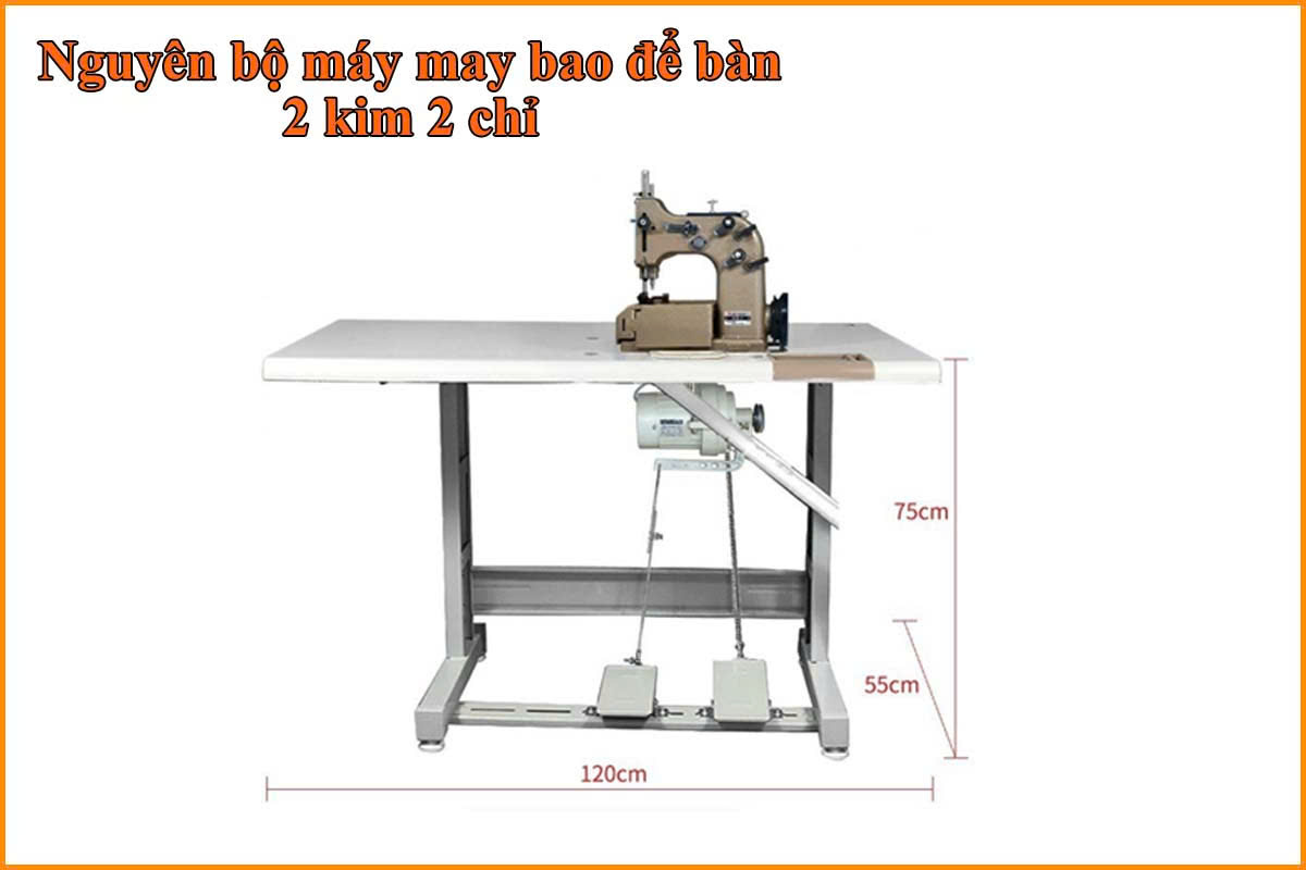 Máy khâu bao để bàn 2 kim 2 chỉ