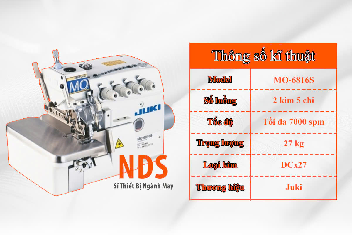 Máy vắt sổ điện tử 2 kim 5 chỉ Juki MO-6816S