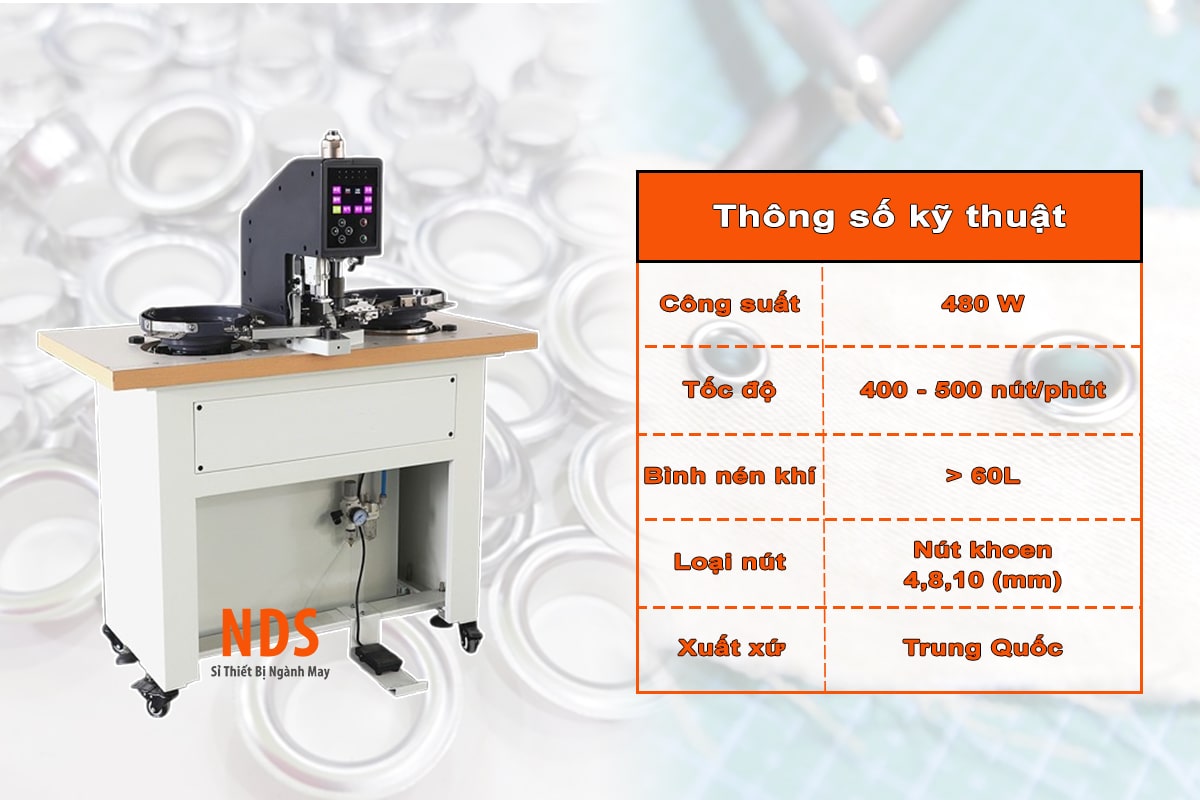 Thông số kỹ thuật máy đóng nút khoen điện tử tự động 9811