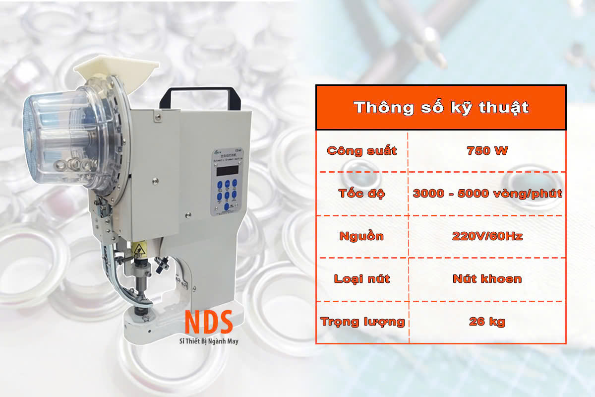 Thông số kỹ thuật máy đóng nút khoen điện tử