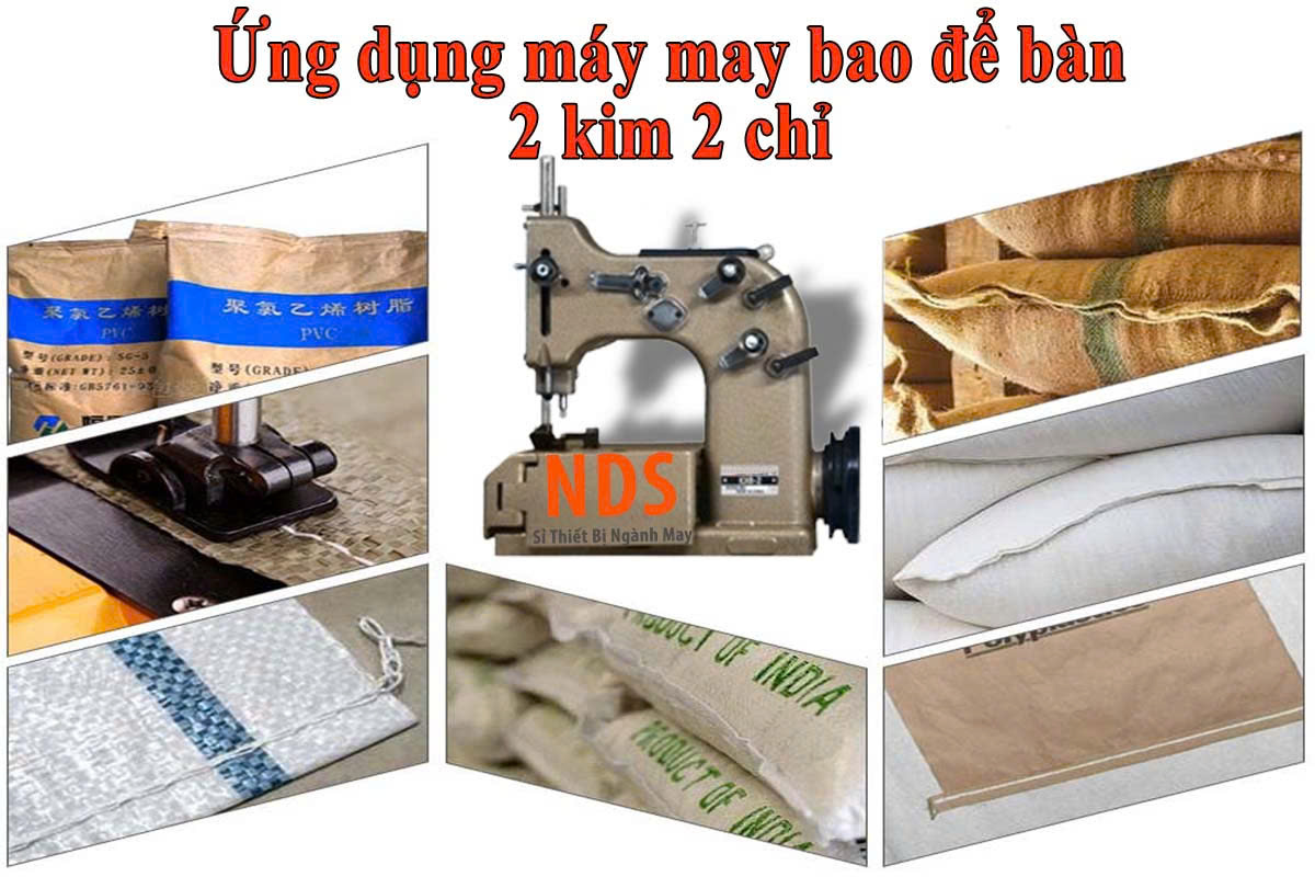 Máy khâu bao để bàn 2 kim 2 chỉ
