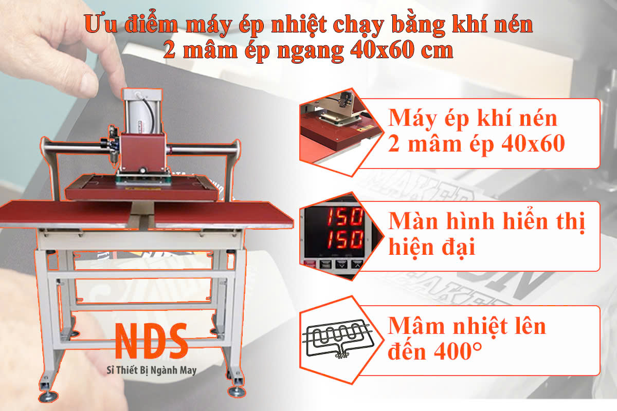 Máy ép nhiệt logo 2 mâm ép 40x60 cm bán tự động