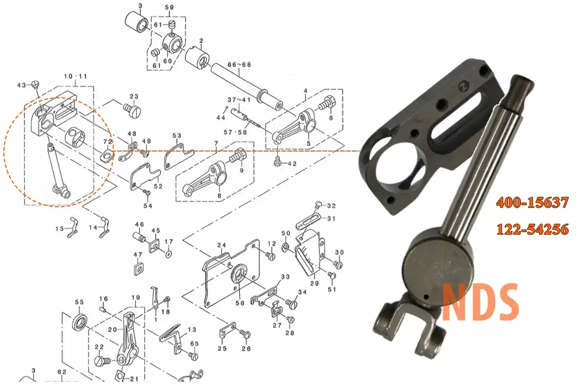Vị trí cùi móc trên vắt sổ Juki MO-3700-6700