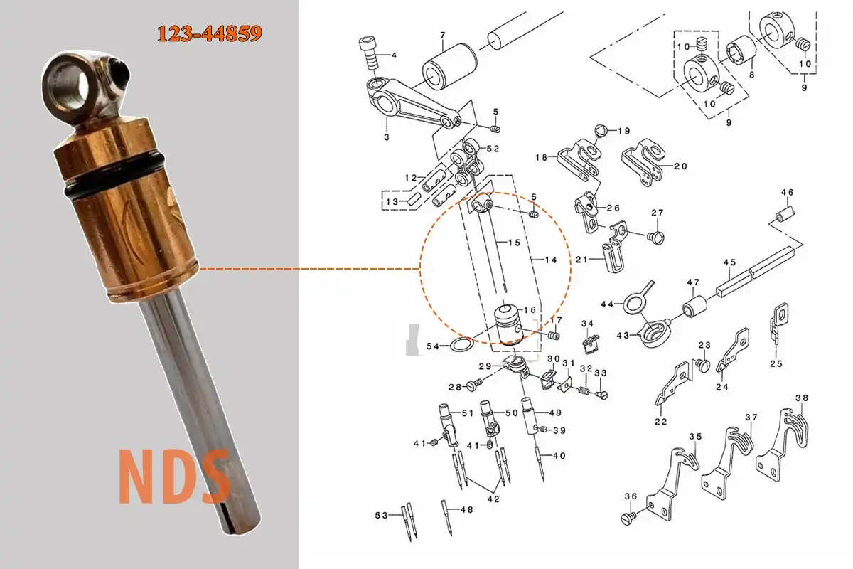Trụ kim máy vắt sổ Juki MO-3600 - 123-44859