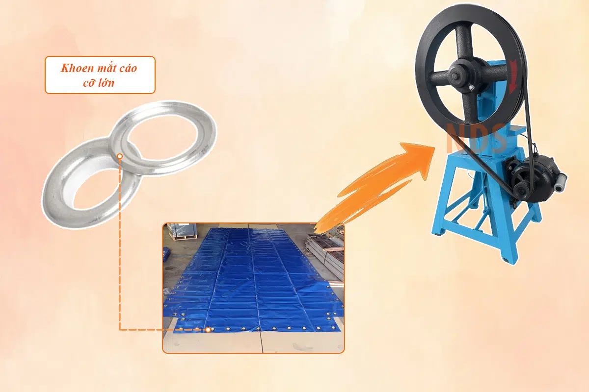 Ứng dụng máy đóng khoen bạt lớn
