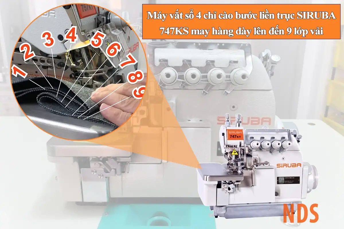 Máy vắt sổ may hàng dày Siruba 4 chỉ 747KT