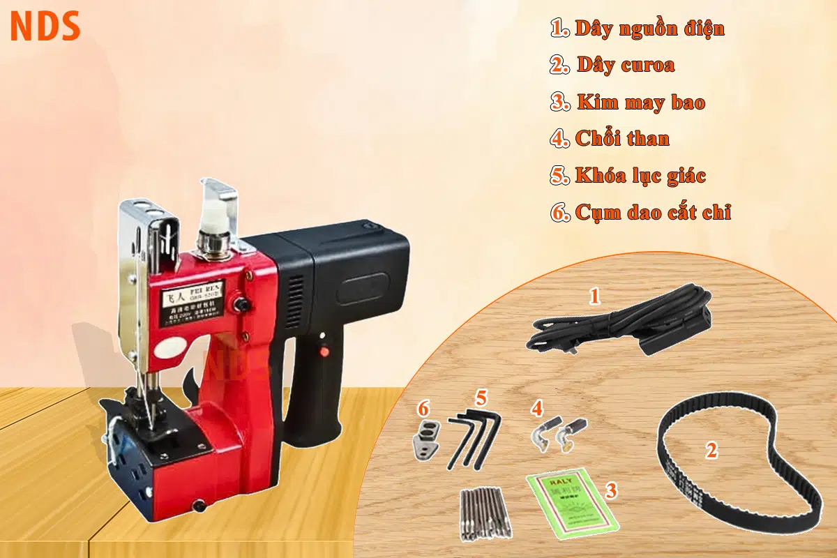 Các linh kiện đi kèm máy khâu bao bì cầm tay GK9-520