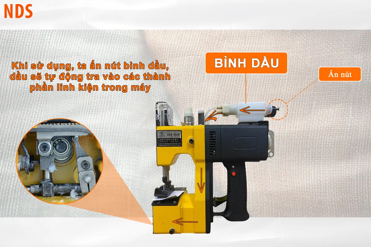 Máy khâu bao có bình dầu